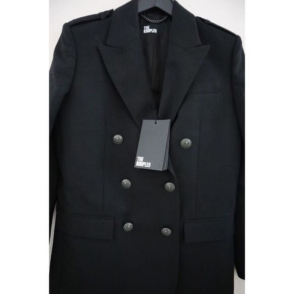 The Kooples FVES29025K Womens Sz 36 Black Wool-Blend Double Breasted Blazer - Picture 9 of 11